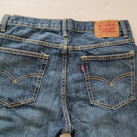 🎁 Mens Levis 502 Regular Taper Jeans Denim Distressed ripped Jeans size 29 X 29 - Picture 7 of 15